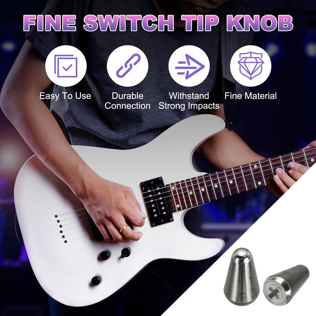 uxcell Guitar Toggle Switch Cross Slot Insert Toggle Pickup Switch Knob Replacement Parts for Electric Dark Silver 2-Pack 3-Way/5-Way Tips, Brass,