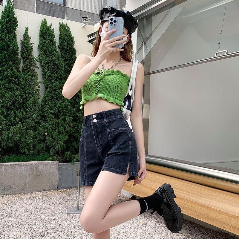 

High-Waisted Elastic Denim Shorts for Women - Summer Slimming, Plus Size, Loose Wide-Leg, A-Line Style 26 Suitable for 80-95 jin