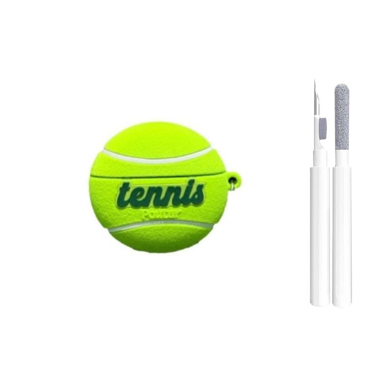 For AirPods Pro3 4 3 2 1 Pro Simulation Tennis Case 3D Ball Flocking Fur Plush Generation Cover with Kit Keychain Women Girls