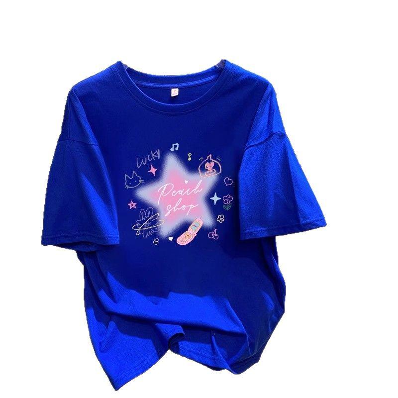 Women's White Printed Short-Sleeve T-Shirt, Summer 2025, New Loose Plus Size Half-Sleeve Design
