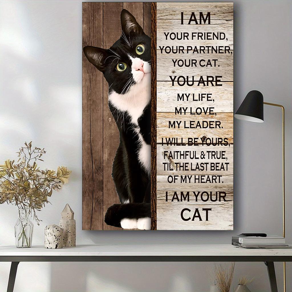 Lustiges Geschenk für Katzenliebhaber Ich bin dein Freund dein Partner deine Katze Vintage Metallschild für Zuhause Schlafzimmer Wohnzimmer Wanddeko
