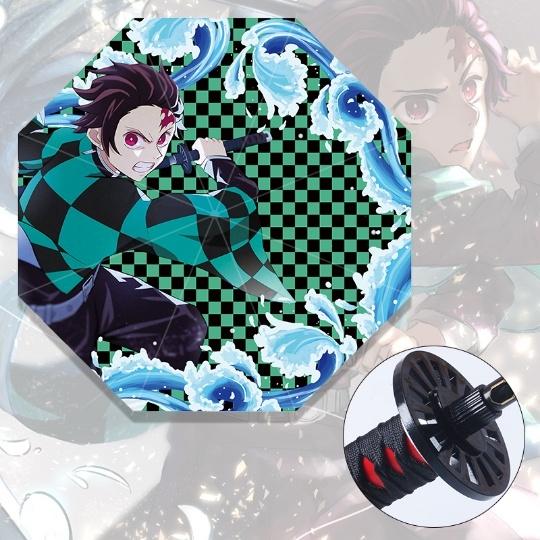 Long Kamado Tanjirou Katana Umbrella Handle UV Blocking Black Parasol Anime Demon Slayer Japanese Katana Sword Umbrella Raincoa