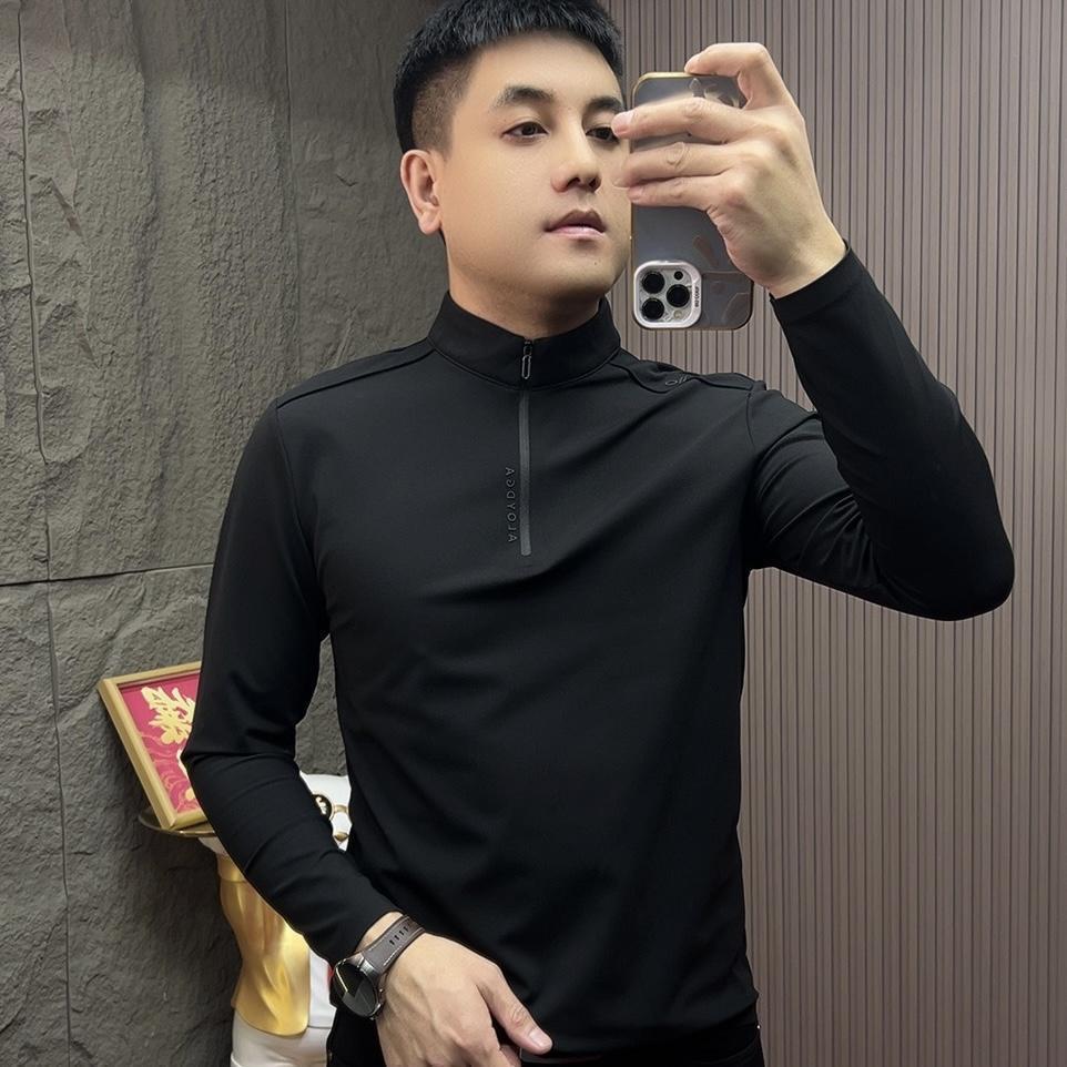 

Men’s Luxury High Neck Zipper T-Shirt - Trendy Winter Long Sleeve Casual Wear 190/4XL (recommended for 190-200 jin)