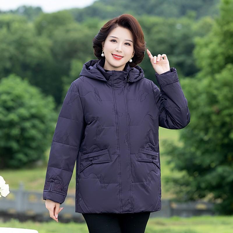 Plus Size Women Puffer Jacket Mid-Length Thickened Winter Coat Elderly Ladies