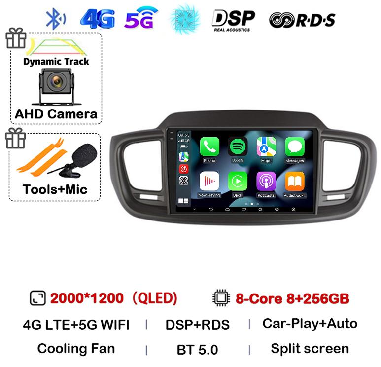 Android 14 WIFI+4G Car Radio For Kia Sorento 3 2015 2016 2017 2018 Carplay Auto GPS Multimedia Player Stereo 360 Camera Audio BT