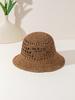 Cappello di Paglia Invertito a Triangolo Ricamato con Lettere alla Moda Bohemien per Resort Balneare Fatto a Mano all'Uncinetto