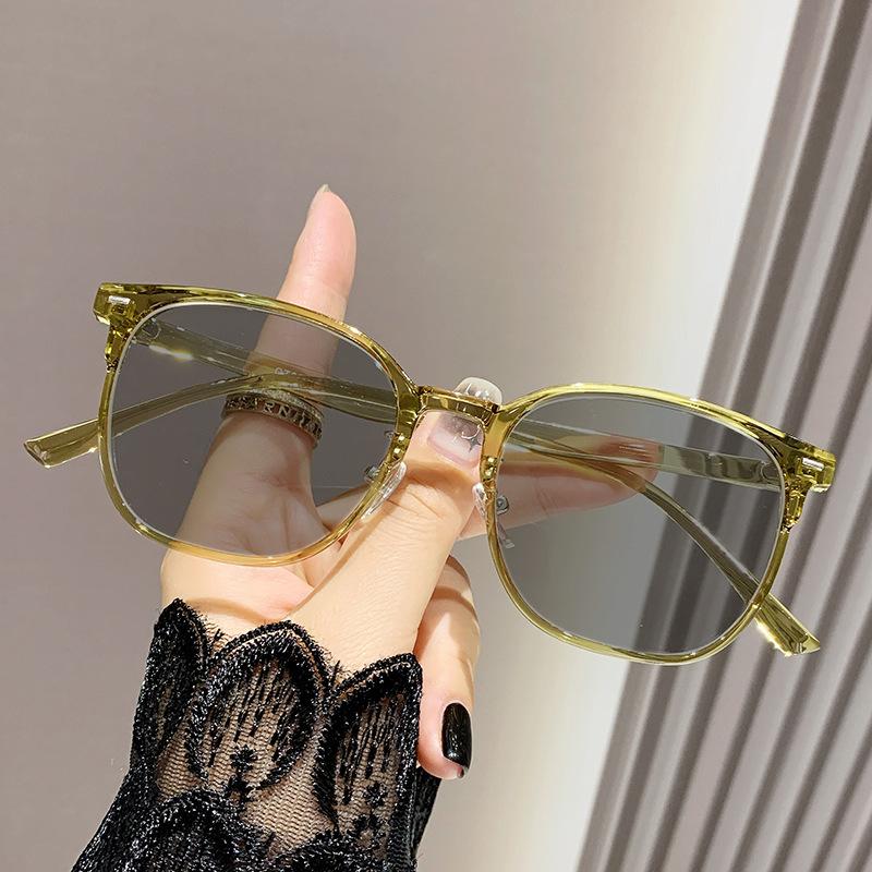 New Model Square-shaped Plain Face Anti-blue Light Ultra-lightweight Large Face Slimming Glasses For Nearsightedness