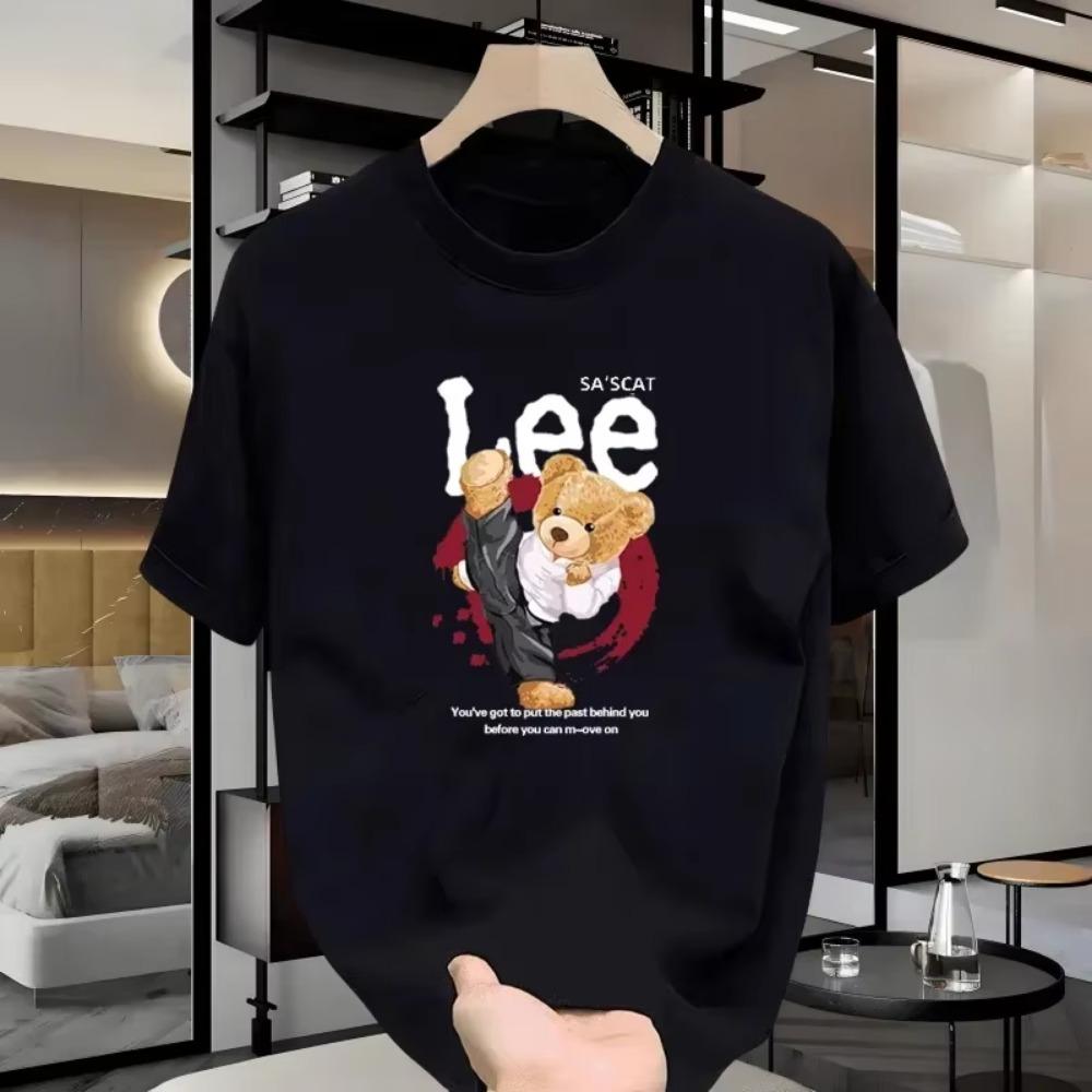 

International brand LEE cooperation printed short sleeve T-shirt 100% cotton round neck loose fashion simple men s T-shirt S