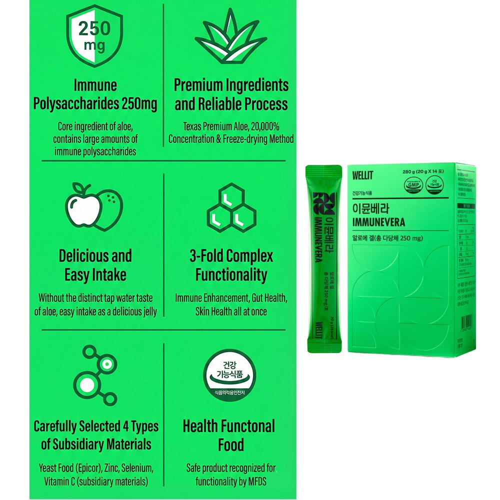 WELLIT Immune Jelly IMMUNEVERA / IMMUNEVERA PLUS / IMMUNEDARAE (20g × 14 Sticks) (10 Options)
