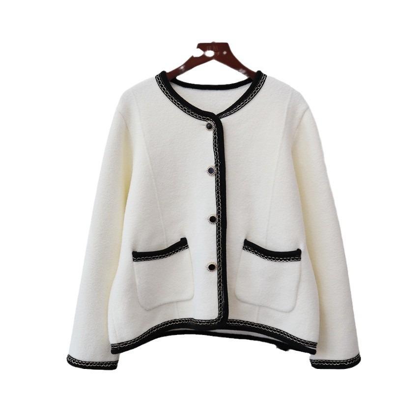 Autumn and Winter New Design Sense Knitted Double-sided Woolen Cardigan Loose Temperament Sweater Jacket Women