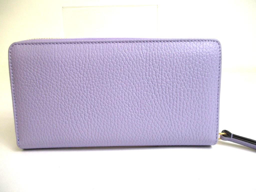 Authentic GUCCI Double G Light Purple Cream Yellow Leather Round Zip Wallet #a686  Refurbished