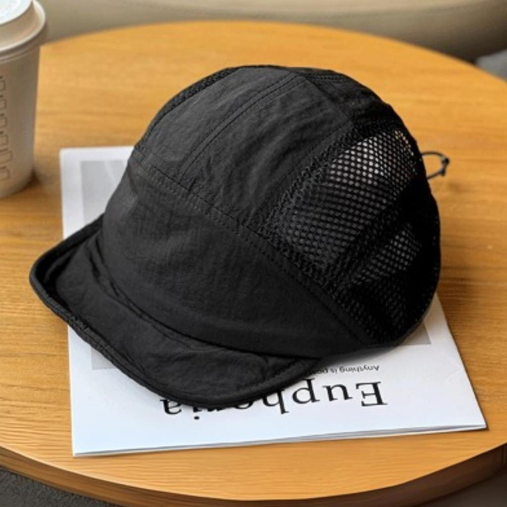 TUISKU Mesh Short Jet Einheitsgröße Kostenlose 5-Panel-Kappe, Schirm, Kappe, Lässig, Angeln, Outdoor, Herren, (JP, Alphabet, Größe, Schwarz)