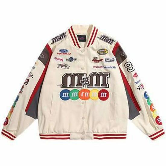 Veste de baseball de moto amovible de style américain rétro - Mode hip-hop polyvalente pour couples