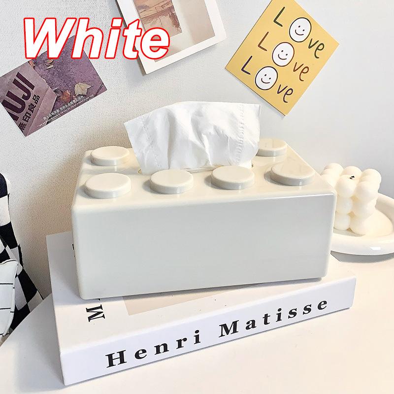 

Креативные строительные блоки с пружинной коробкой для салфеток, настенный держатель для бумаги без перфорации, органайзер для ванной комнаты, коробка для полотенец для лица белый