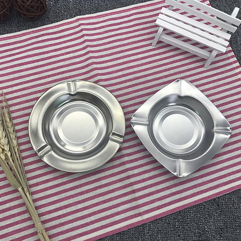 Stainless Steel Ashtray Portable Ash Tray Round Square Large Capacity Ashtray Car Ashtrays Outdoor Wind And Fall Prevention