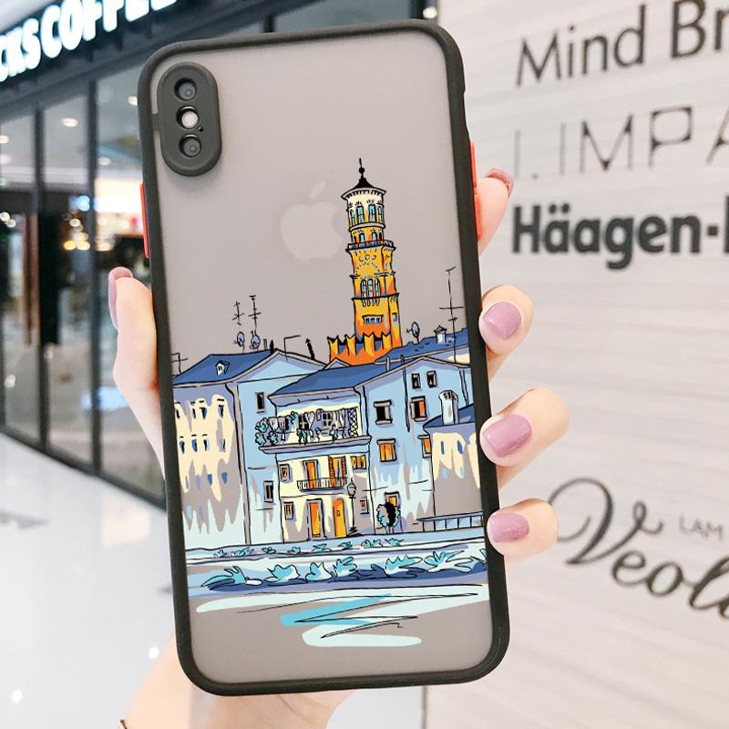 Reisen Weltreise Straßenmalerei Handyhülle Für iPhone 15 14 13 11 12 Pro Max 7 8 PLUS SE2 X XS XR Harte Matte Rückabdeckung