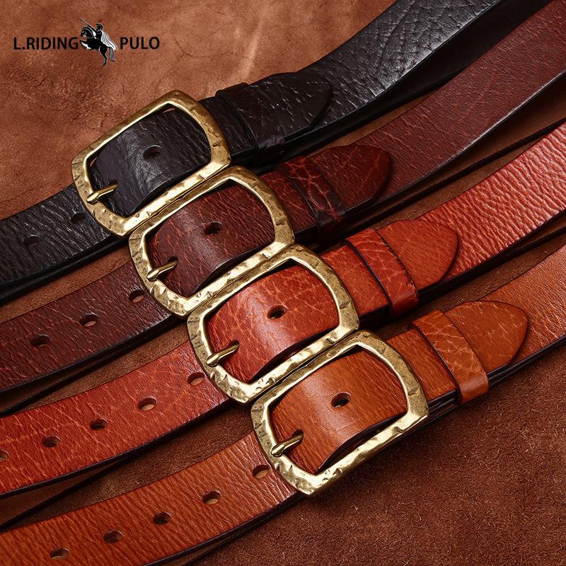 Ice Crack Bronze Buckle Thick Top Layer Cowhide Belt Men's Genuine Leather Fashion Trend Personality Jeans Belt