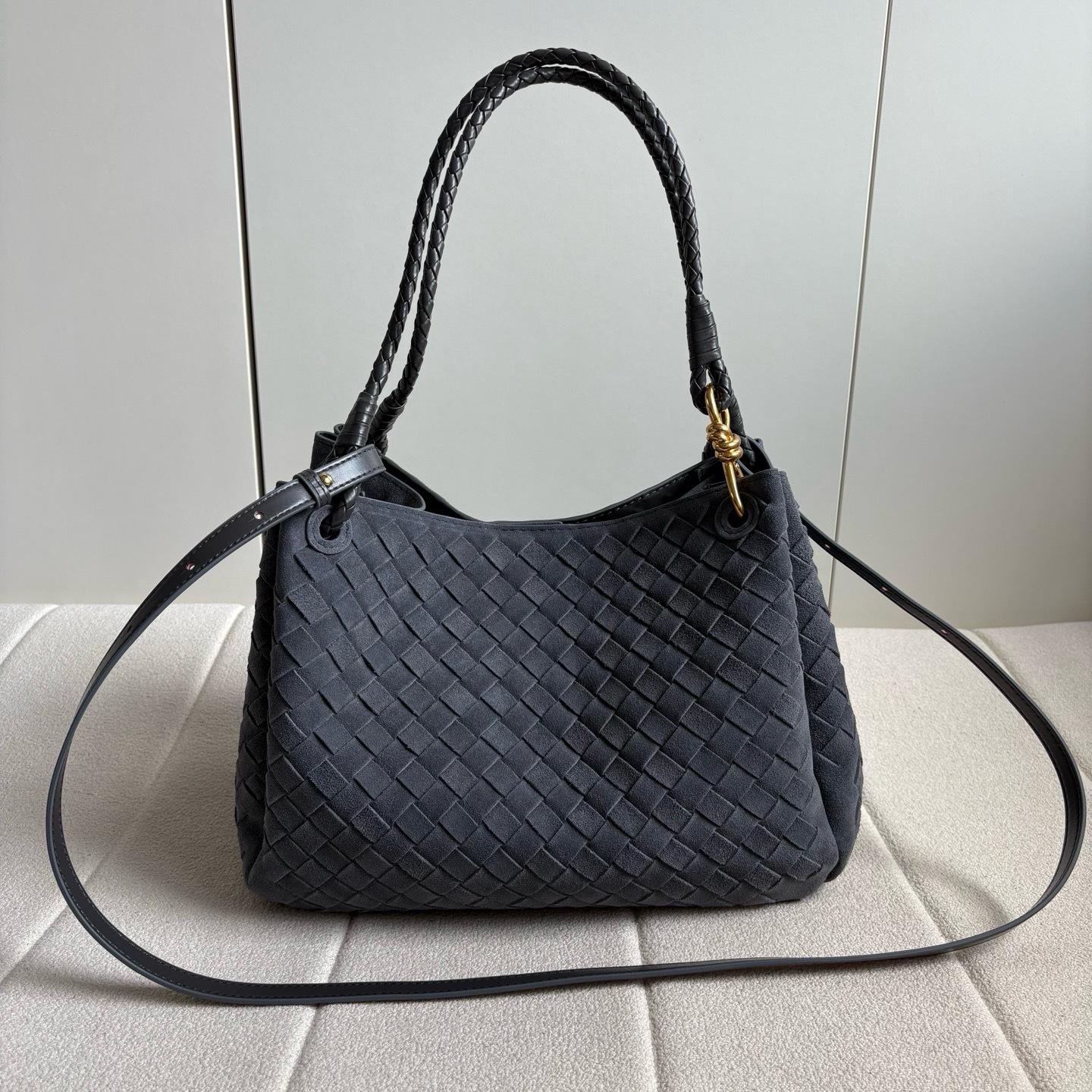 

Трансграничная плетеная сумка-парашют из матовой коровьей кожи первого слоя, осенне-зимняя портативная сумка-ведро, универсальная на плечо и через плечо, женская сумка 30*26*20cm темно-серого