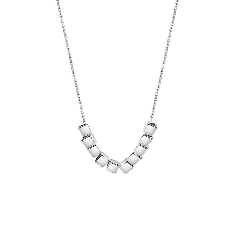 Small Square Pendant Necklace for Women Fashion 925 Sterling Silver Necklaces Girlfriend Birthday Present Party Jewelry