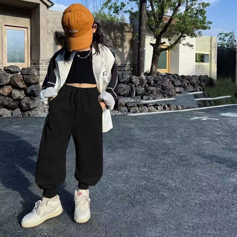 2024 New Style Thickened Fleece Lambswool Sweatpants for Kids: Warm Winter Sports Pants for Girls and Boys