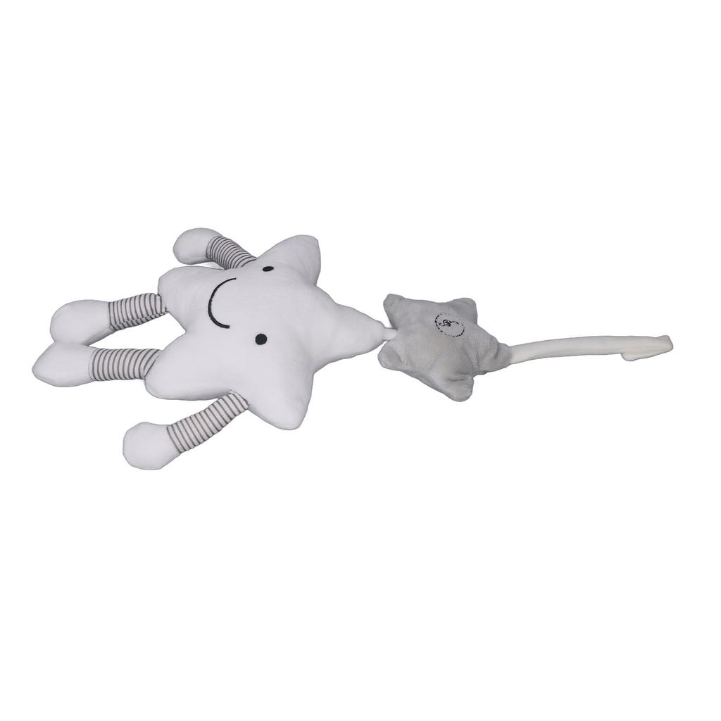 Baby Crib Mobile with Wind Chime Soft Plush Cute White Cartoon Five Pointed Star Shape Baby Crib Hanging Toy for Car Crib Trolley