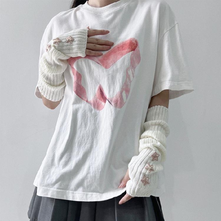 Subculture Arm Gloves Arm Covers Anime Party Fingerless Gloves for Dancing Party Arm Sleeves Teens Girl Arm Cover