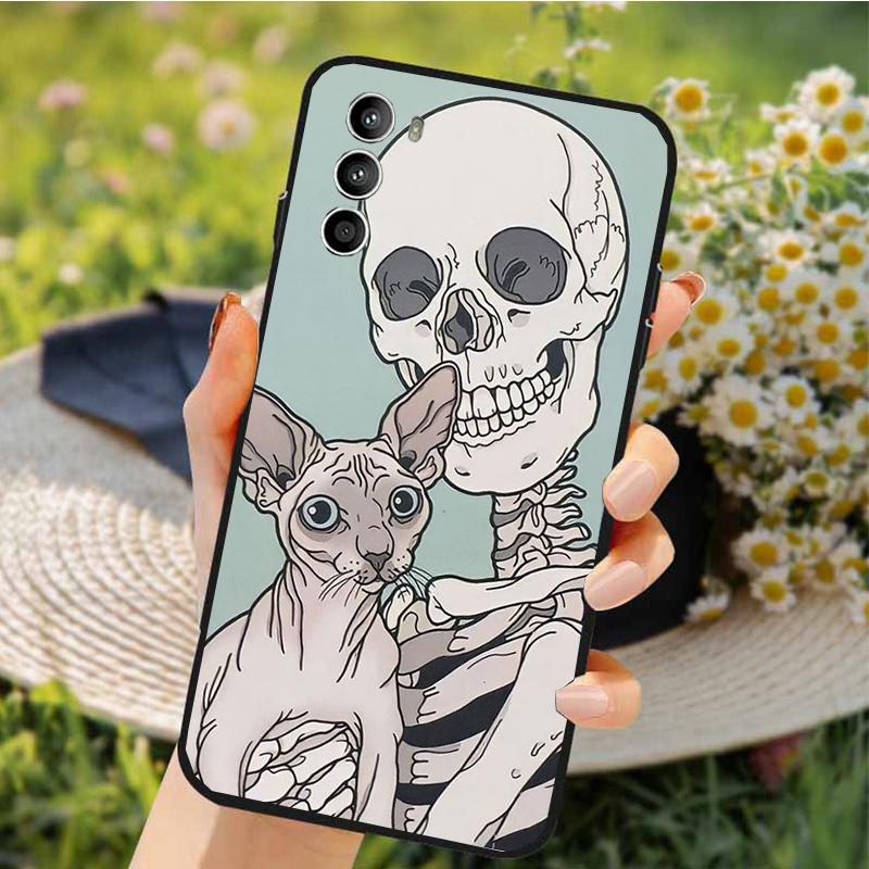 Skeleton Cat Phone Case For Motorola Edge 50 40 Pro 50 40 30 Ultra Neo Fusion Moto G84 G54 G85 G62 G53 G72 Funda