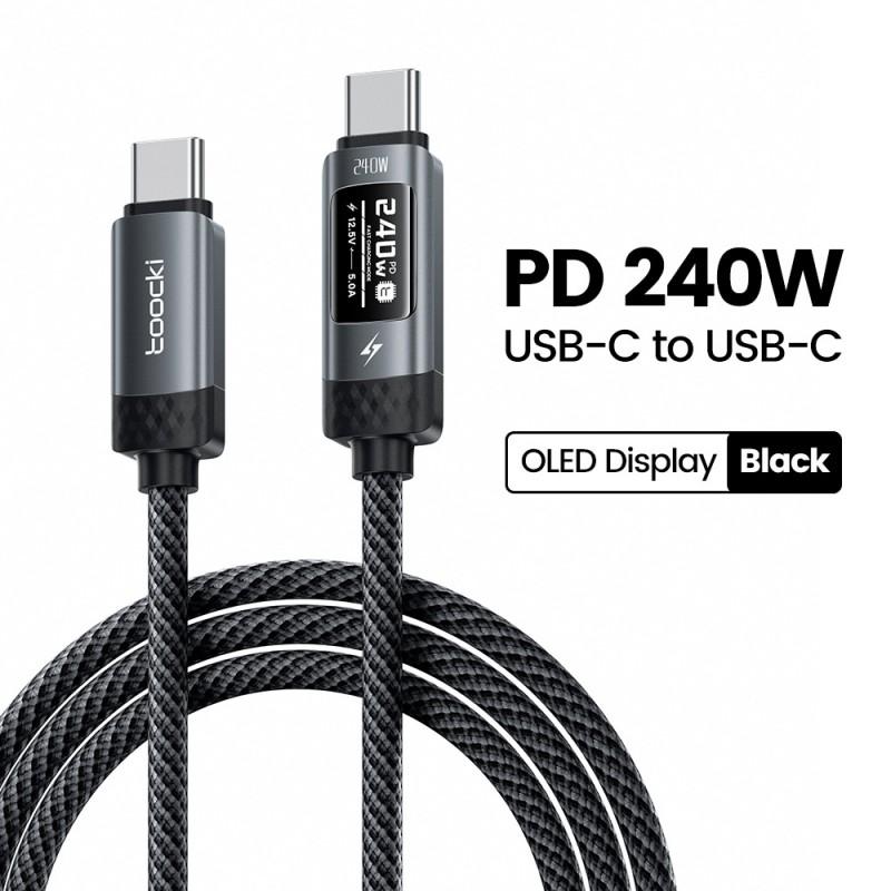 Toocki 240W OLED Display USB-C To Cable Laptop Tablet Fast Charging Digital Power Monitor 1m 2m 3m