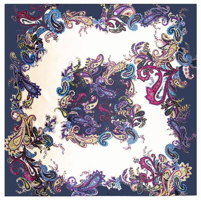 New Arrival 90*90cm Luxury Brand Women Silk Scarfs Colorful Cashew Flower Square Scarves Spring Summer Shawls For Ladies
