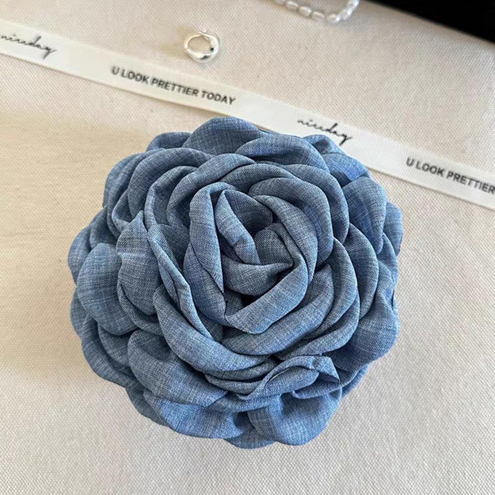 Fashion Satin Rose Flower Large Hair Claw Clip for Women  Spring Summer Trendy Design Korean Colored Hairpin Headdress