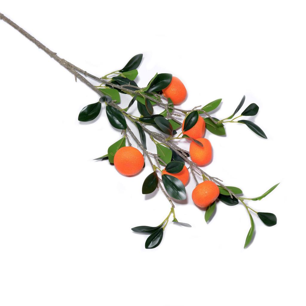 Artificial Orange Branch 83cm Total Length 6 Oranges Faux Fruit Stem for Home Decor Light Color