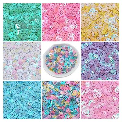 Smiley-Aufnäher, 1000 Stück, PVC, Schmuckzubehör, Perlen, Pailletten, ausgehöhlt, 7 mm, Phantomfarbe, Mode-Accessoires