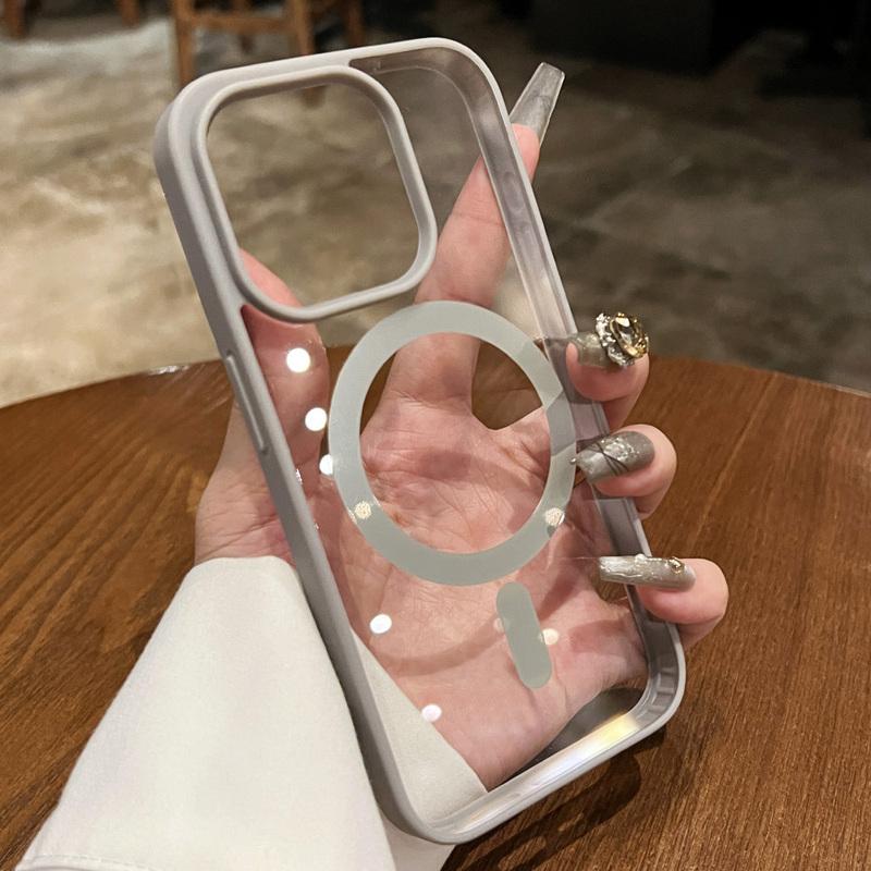 Funda transparente Magsafe de lujo para iPhone 16, 15, 14, 13, 12, 11 Pro, XS, XR Max, Mini Plus, de silicona suave con orificio para cámara grande y carga inalámbrica magnética.