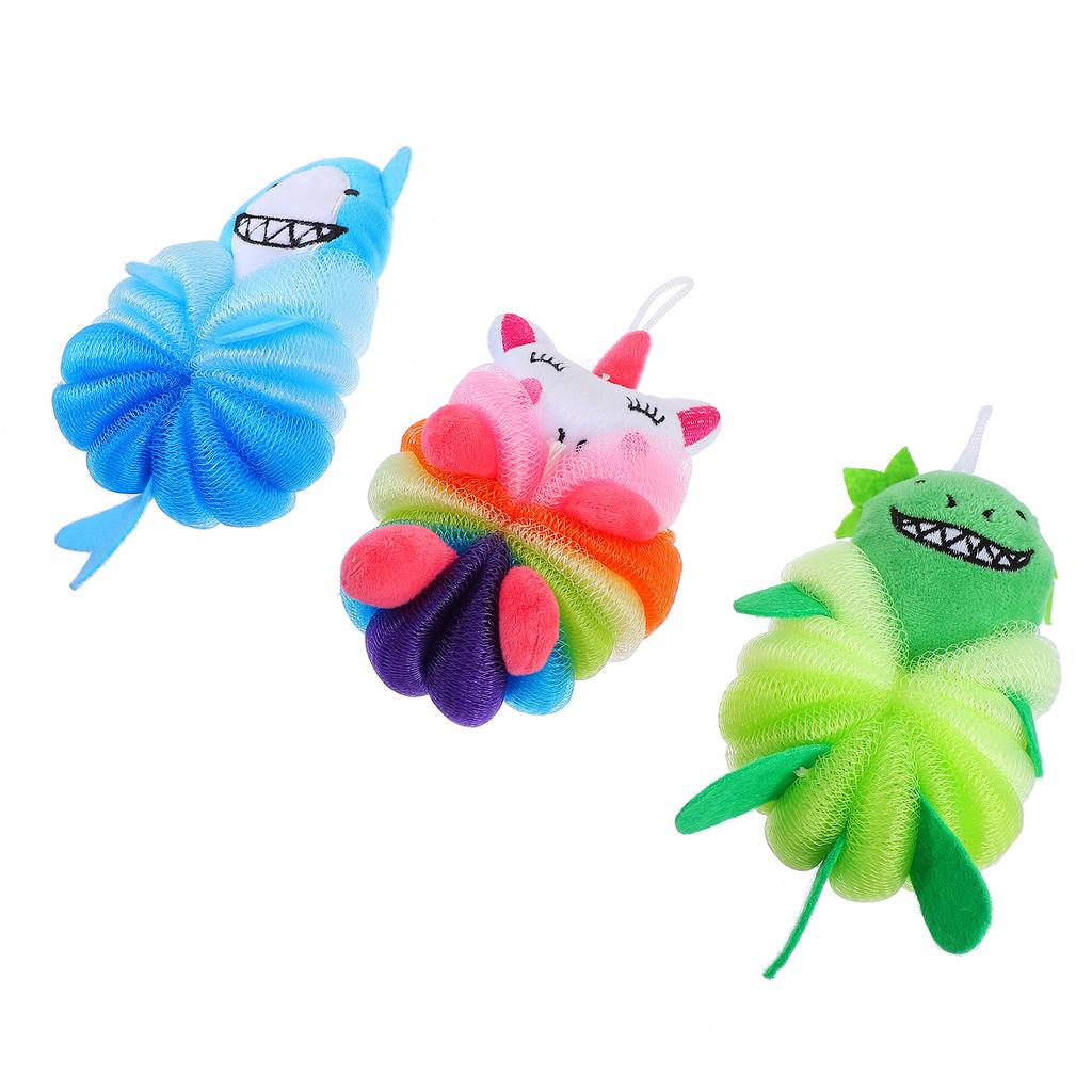 3 Stück Badeschwämme Badekugeln Luffa Weiche Badekugeln Gefüllt Dusche Pe Kind Körper für Cartoon