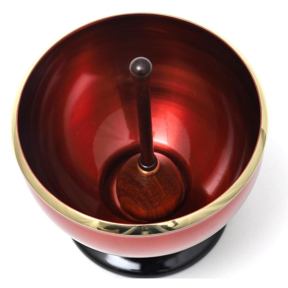 monoGokoro Buddhist Bell Set Integrated Design Peace Memorial Service Altar Bell Wine Red