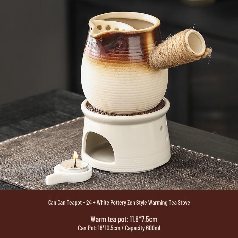 Zen Style White Pottery Tea Warmer Set