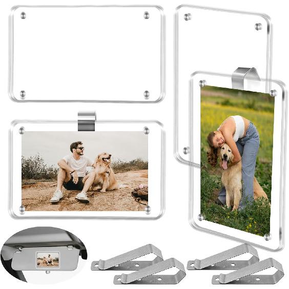 4pcs Car Picture Holder Magnetic Photo Holder Great For Adding Family Or Personal Photos.