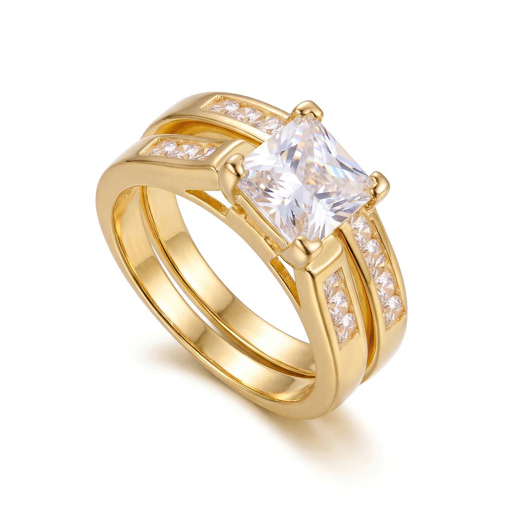 Classic Design Exquisite Geometric Ring For Women Sparkling Cubic Zirconia Bridal Rings Engagement Wedding Minimalist Zircon