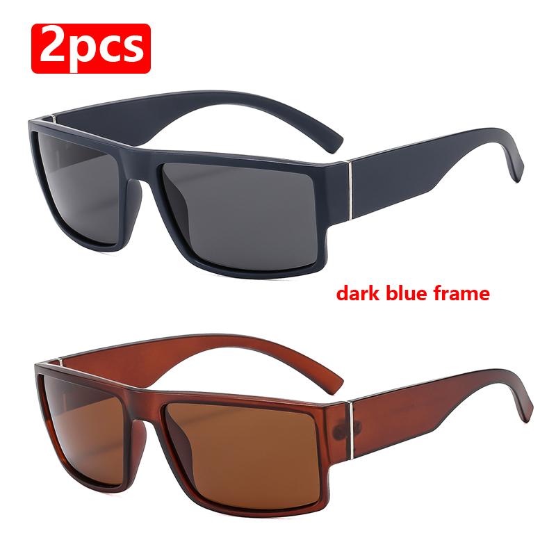Polarized 2pcs Sets Fashion Square Brand Sunglasses Men Women Classical Black Driving Fishing Sun Glasses UV400 Eyewear