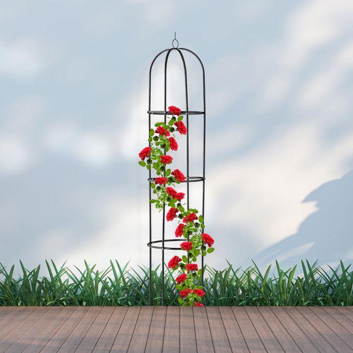 Relaxdays Trellis Obélisque, 190 M De Hauteur, Support Pour Plantes Grimpantes, En Métal, Stable, Tour Pour Rosier, Noir