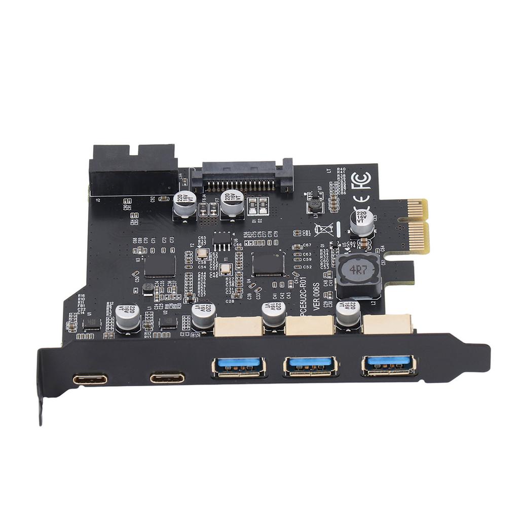 Placa PCIe para USB 3.2 Gen 1 5Gbps 3 USB Tipo A 2 USB Tipo C Placa de Expansão PCI Express de 5 Portas para Win para Linux