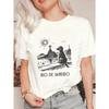 Übergroßes T-Shirt Schwarz Strandmotiv Rio de Janeiro mit Hund und Christusstatue-Print Lässige Sommerbekleidung