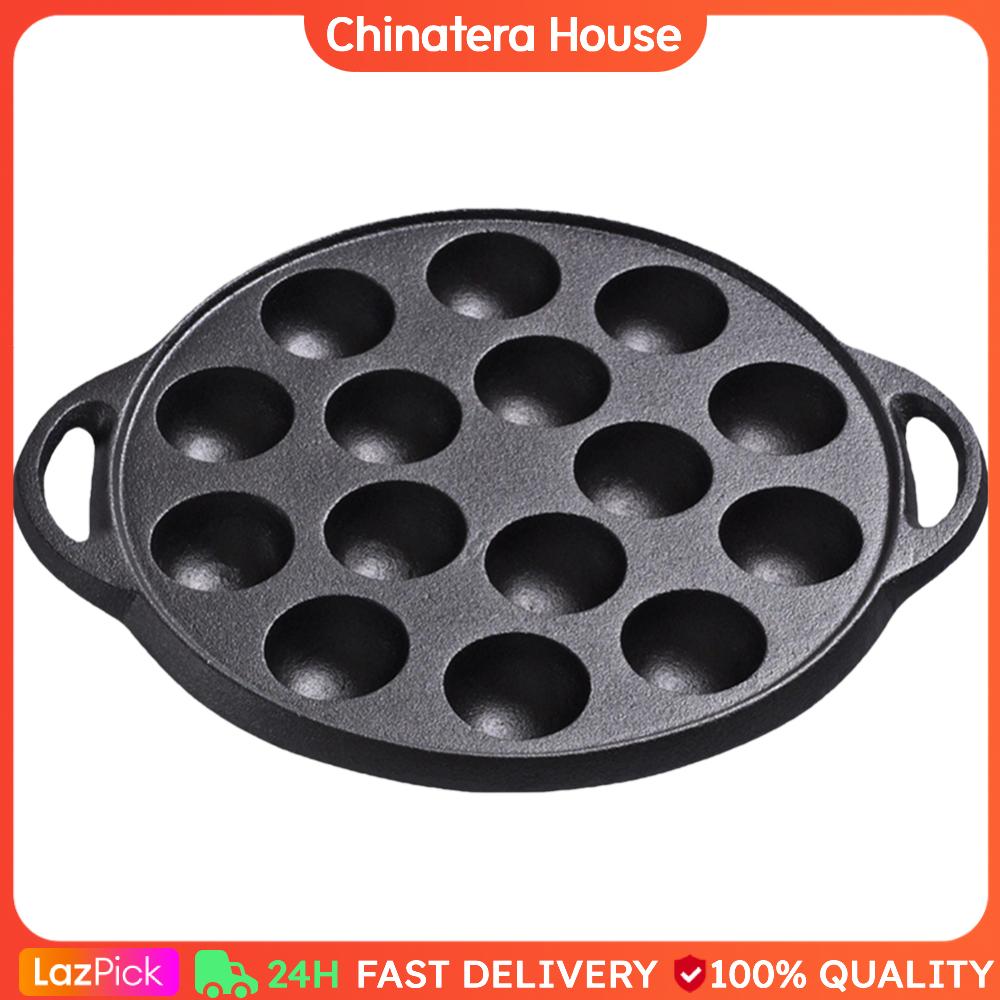 Cast Iron Grilling Pan Cooking Plate 15 Compartment Holes Nonstick Takoyaki Maker Octopus Ball Maker for Baking Cooking 15 Holes