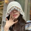 Lace Flower Ruffle Winter Bucket Hat Solid Color Basin Cap Sweet Ear Protection Hats  Outdoor Girl