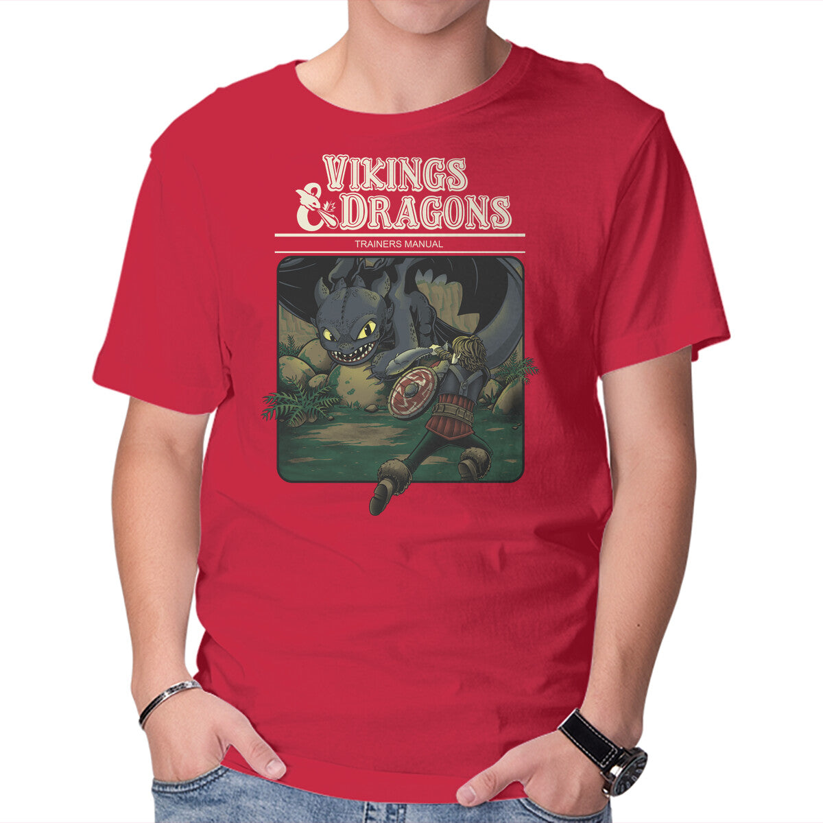 Unisex Crew Neck T-Shirt Vikings And Dragons Graphic Short Sleeve Casual Tee XXXL