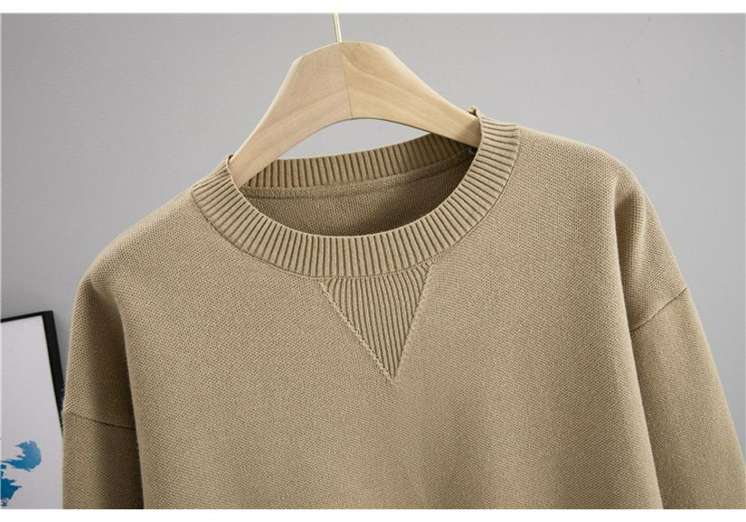2026 Spring/Autumn Women's Loose Slimming Core-Spun Round Neck Solid Color Knit Sweater