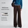 Women's High-Waisted Wide-Leg Acetate Wool Blend Casual Trousers