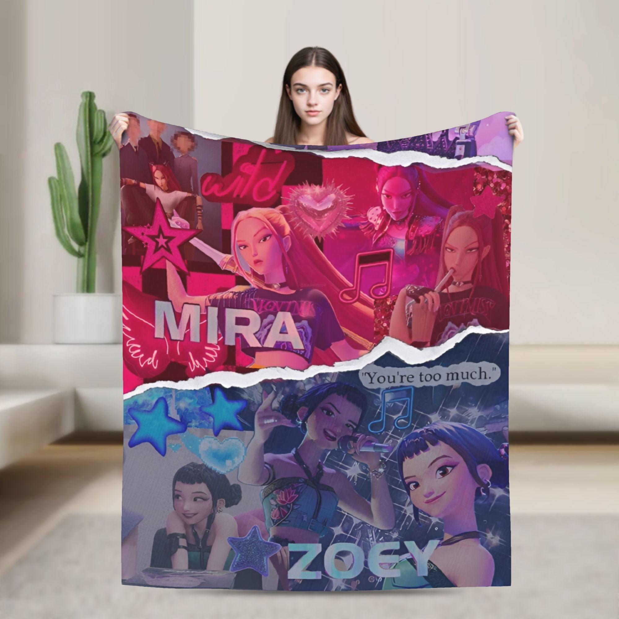 

Kpop Demons Huntrix Hunters Flannel Blankets Rumi Mira Joey Creative Throw Blanket for Bedspread 125*100cm Rug Piece Soft 30x40in