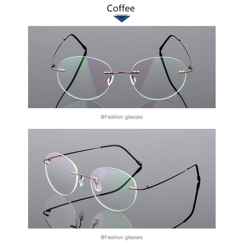 Titanium Alloy Framless Oval Myopia Glasses Finished Women Men Ultra-Light Rimless Prescription Eyeglasses 0 -0.5 -0.75 To -6.0