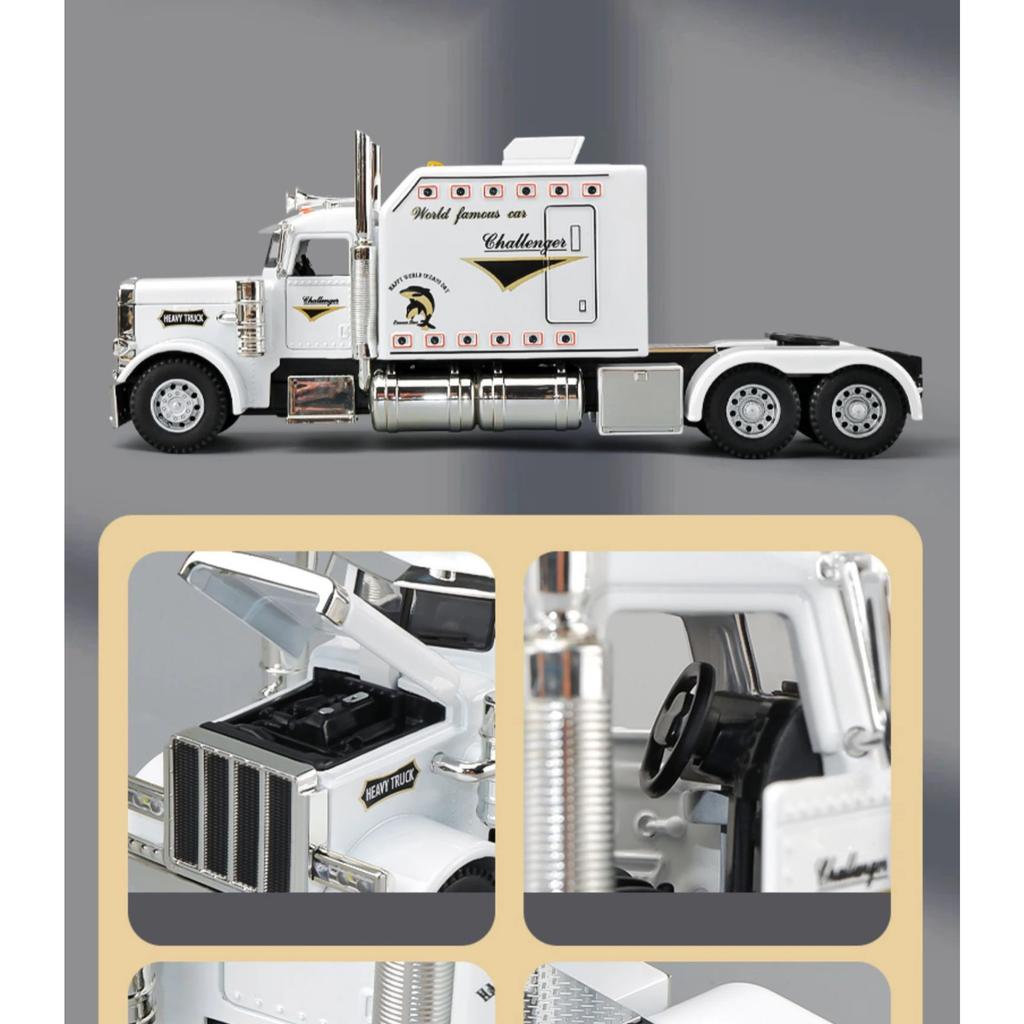 1/24 Peterbilt 389 Tractors Truck Alloy Toy Car Model Wheel Steering Sound and Light Children's Toy Collectibles Birthday Gift
